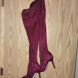 Burgundy Thigh High Boots