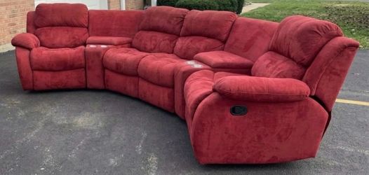Red Theater Reclining Seats Couch Set Chairs