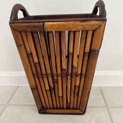 Vintage rattan waste basket