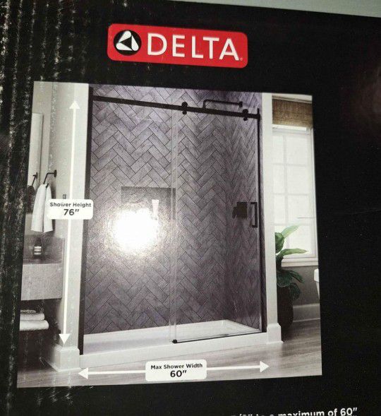 60 in. W x 76 in. H Sliding Frameless Shower Door in Matte Black with Clear Glass
