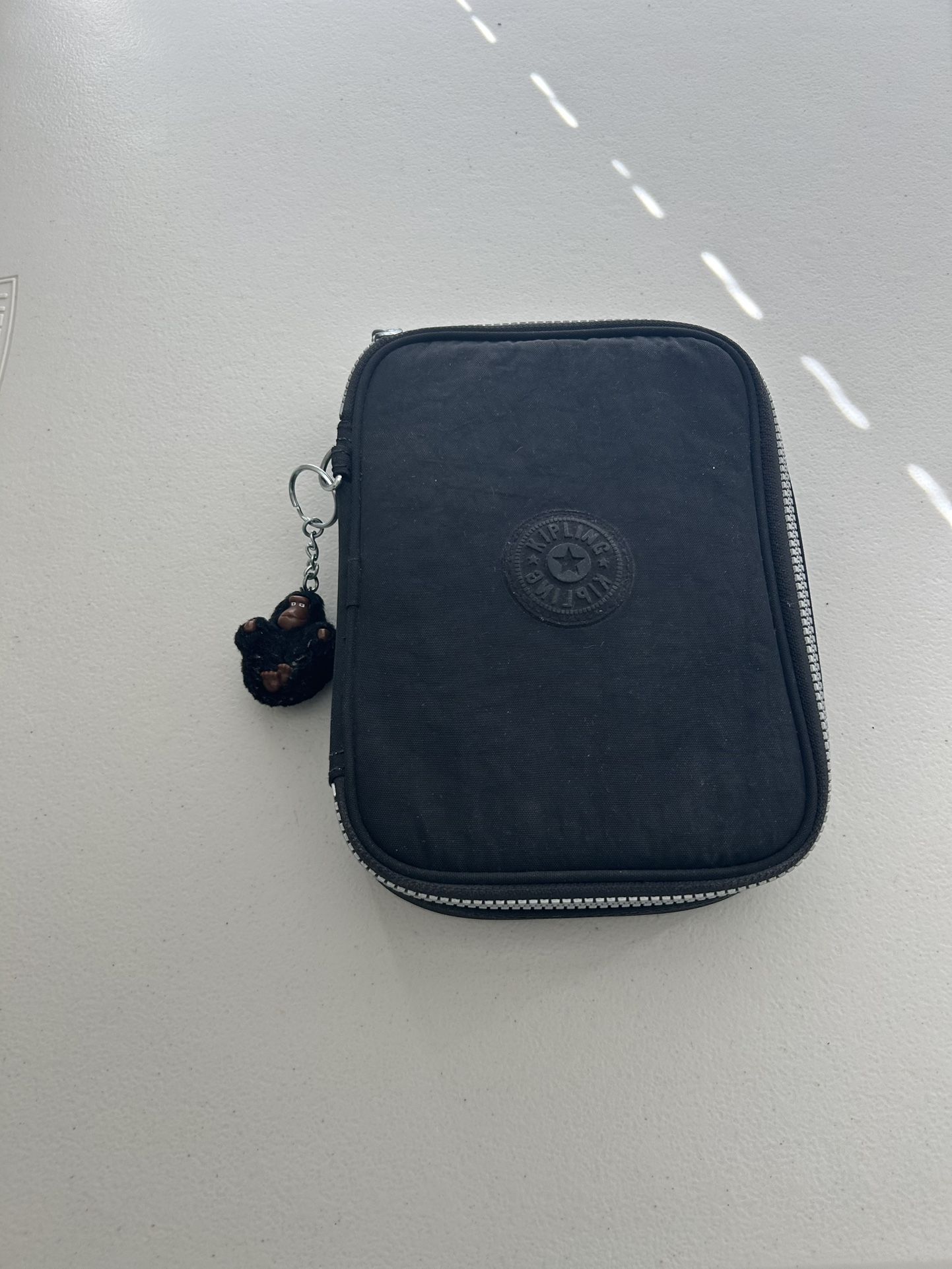 Kipling 100 Pens Pencil Case with Monkey Keychain – Black