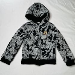 Disney Junior Mickey Sherpa Fleece Jacket Hoodie Sweatshirt Size 6 Black Gray