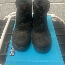 TOTES BLACK LEATHER FRONT ZIP WINTER SNOW ANKLE MENS 11M BOOTS