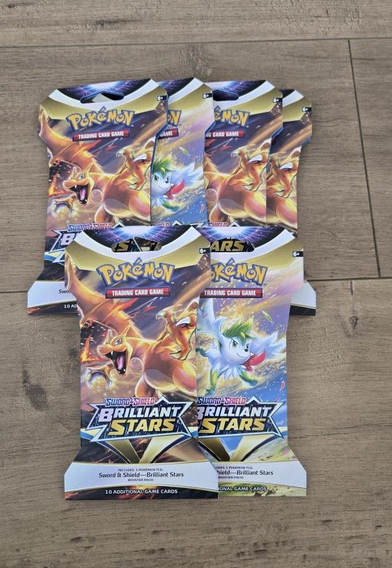 For Sale: 
Brand New in Box Pokemon Trading Card Game Sword & Shield Brilliant Stars Sleeved Packs