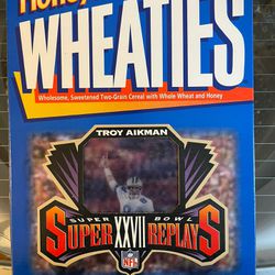 Troy Aikman Super Bowl XXVII Replays Cereal Box