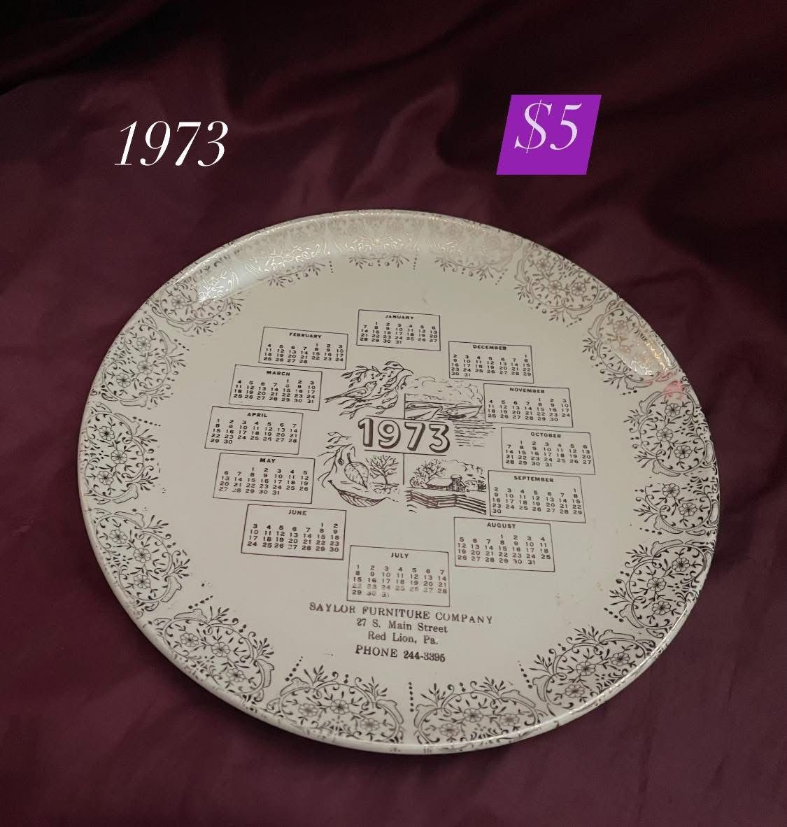 1973 Calendar Plate