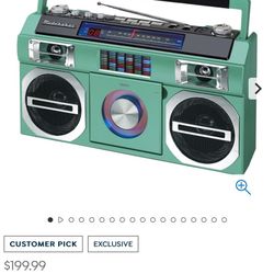 Studebaker 80’s Retro Street Bluetooth Boombox with FM Radio - Teal