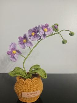 Crochet Purple Orchid In Pot