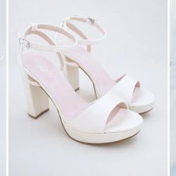 Kailee P Platform Ivory Satin Wedding Heels