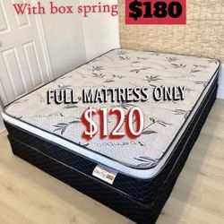 Full Size Pillow Top Mattress With Box Spring Included 
