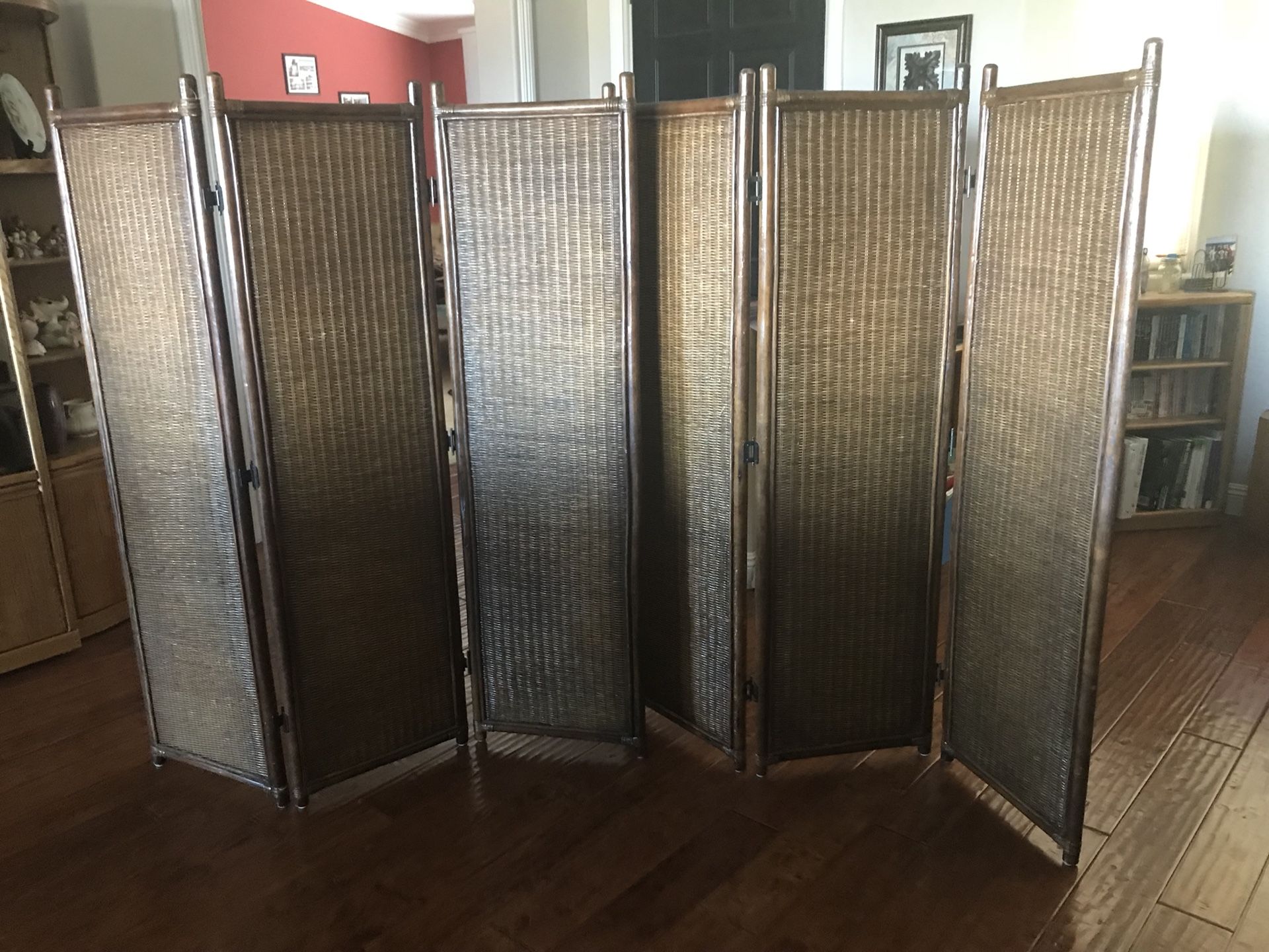 Rattan Wicker Partition Walls Room Dividers Folding Privacy Wall