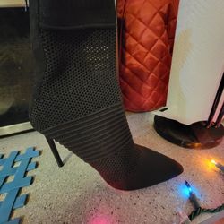 Black Knit Bootie With Embellishments 