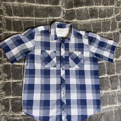 Orvis Plaid Short Sleeve Button Down Shirt Classic Collection Mens Size L - Blue