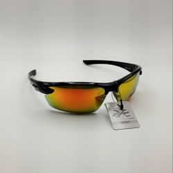 X LOOP wrap around sunglasses black frames with Yellow/multicolor uv 400 lenses