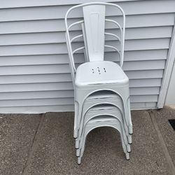 Set Of 4 Metal Dining Chairs