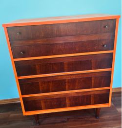 •Mid Century Modern Dresser•Solid Wood Dresser• MCC furniture •Atomic Orange🍊