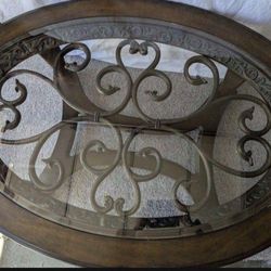 Vintage Metal Glass And Wood Coffee Table