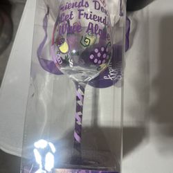 New Wine Glass Hand Painted 