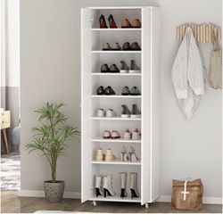 Large Shoe Cabinet with Wheels Wooden