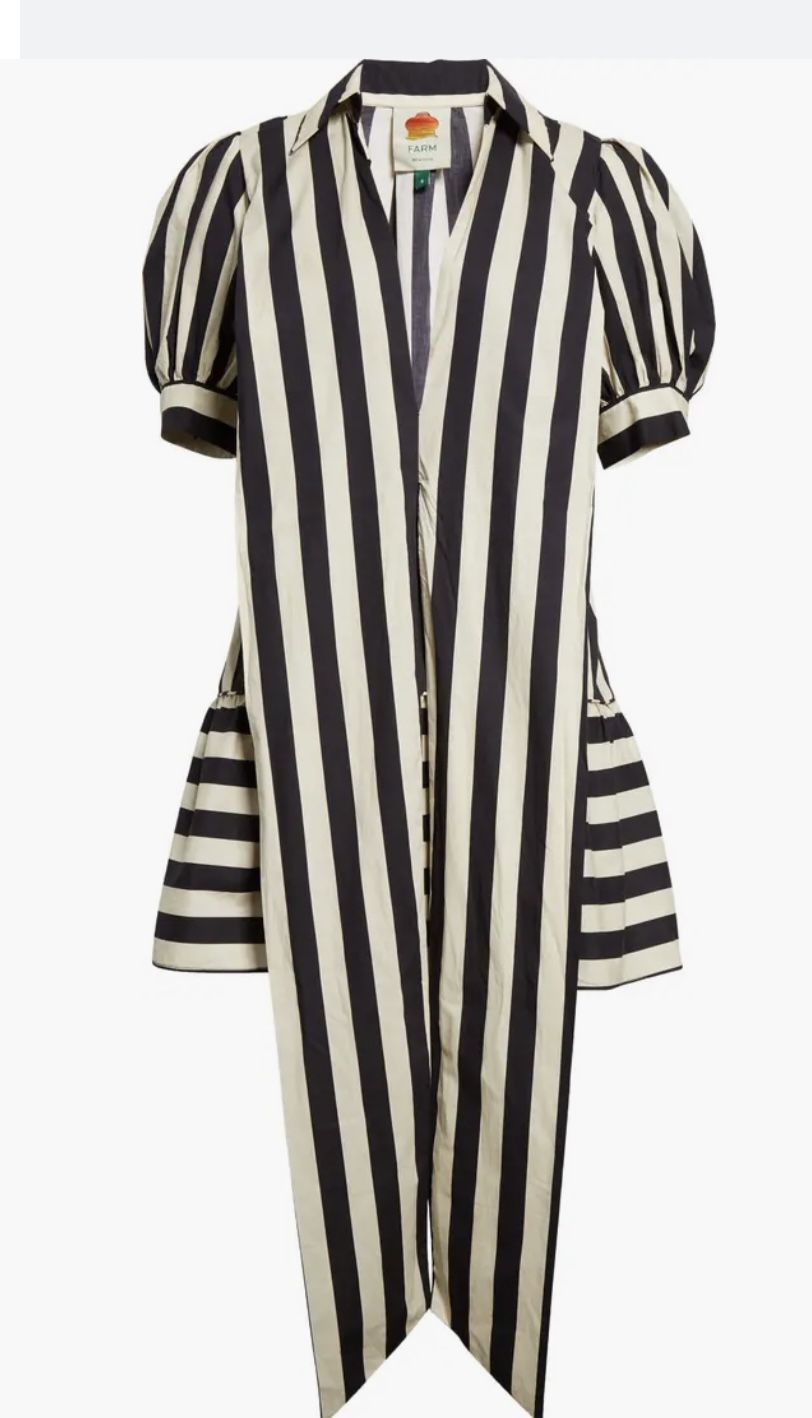 black mixed stripes short sleeve mini dress Shop Farm Rio Mixed stripes black short sleeve mini dress on Rinascente