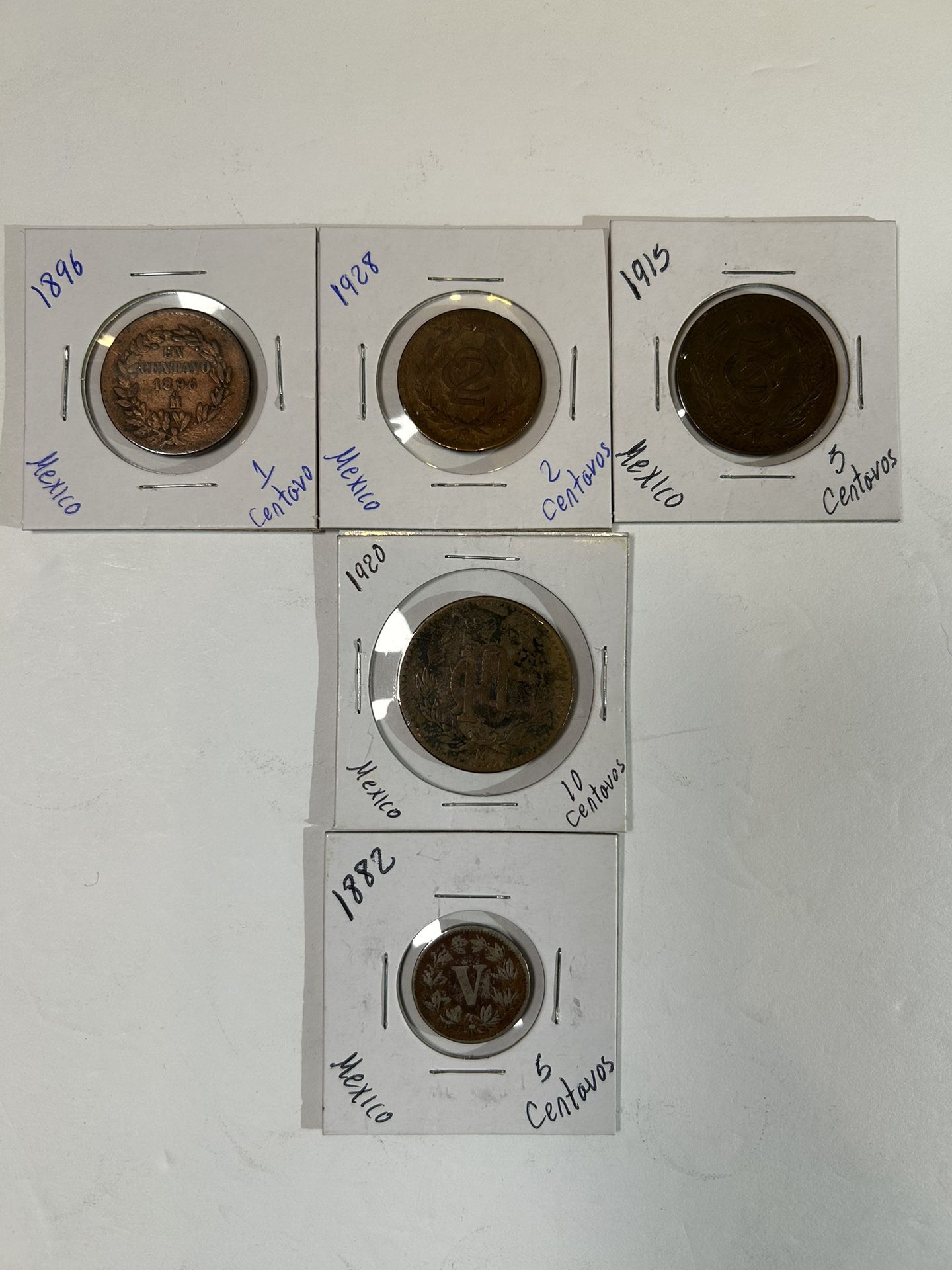 5 Old Mexican Coins 