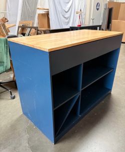 Blue Wood Counter with Butcher Block Top