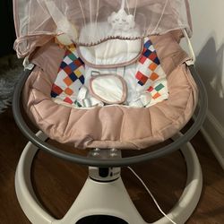 Electric Portable Swing for Infants, Bluetooth Touch Screen/Remote Control Timing Function 5 Speeds