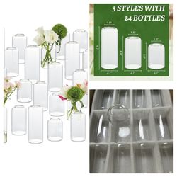 Glass Bud Vases Set of 24, Clear Flower Vase for Centerpieces, Small Vases for Flowers, Decor Centerpiece for Bathroom, Decorative Vases for House War
