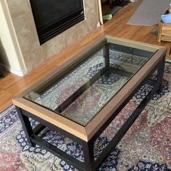 Pier 1 Glass Top Coffee Table. 