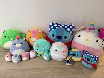 Squishmallow & Disney Plush Lot – Hello Kitty, Stitch & More – Great Condition