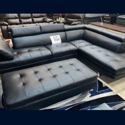 *Summer Sale Event*---Ibiza Black Leather Sleek Selection W/Ottoman---Now $899---Delivery And Easy Financing Available 