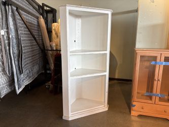 Antiqued White 73″ Tall Corner Shelf