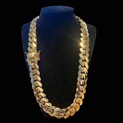20mm Miami Cuban Link Gold Plated Chain Necklace 18k & 14k Crab Old School Regular Lock