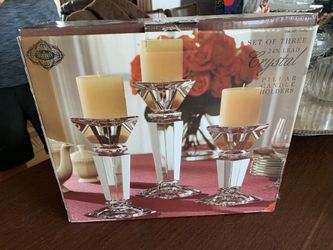 Very Heavy Crystal Candleholders x3