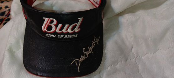 Bud King of Beers Black Leather Visor Dale Earnhardt Jr Nascar Budweiser Beer