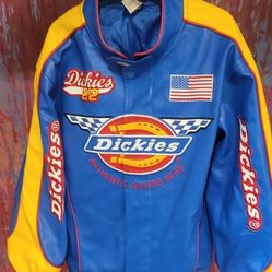 Men's Large Dickies Leather Race Jacket