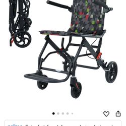 Super Lightweight Transport Wheelchair. Easy to Travel, Locking Hand Brakes, User-Friendly, Folding, Portable. for Adults or Child (up to 220lbs)