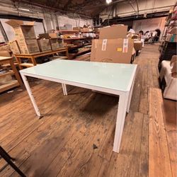 White Glass Top Table 