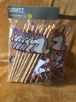 2x Spritz Unicorn 20 Count Paper Straws