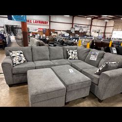 Couch With One Ottoman and Throw Pillow Set 🔥