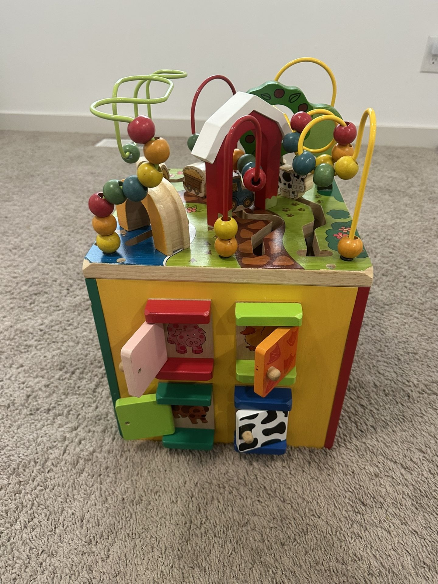 Battat Farm Themed Wooden Activity Cube