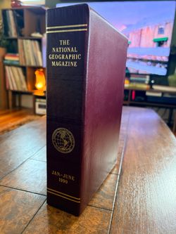 National Geographic Jan-June 1990 in leather bound collectors slipcase