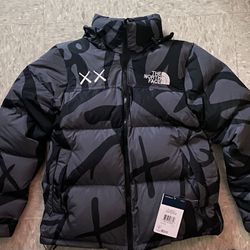 TNF x KAWS Retro 1996 Nuptse Jacket Black - Size Large