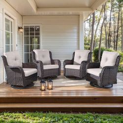 Four Pieces Patio Chairs Brand New Patio Rocking Chairs Patio Swivel Chairs Brand New Set Either In Brown Frame Or Gray Frame Brand New Patio 