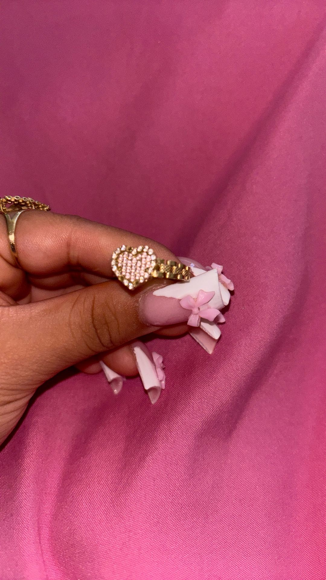 Rolex 10k Heart Ring 10k Solid Gold Heart Pink CZ Love Rolex Style