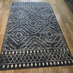 Washable 6x9 Rug, Blue Large Living Room Area Rug