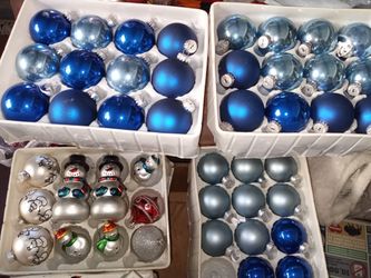 Mega Lot Christmas Xmas Blue SNOW Glitter Silver Lots Of Ornaments