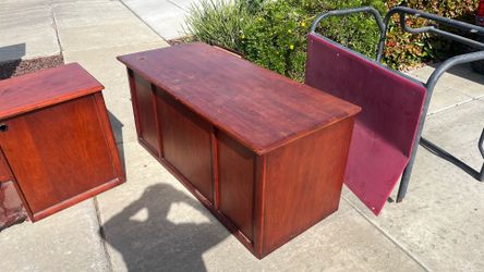Cherry wood, L-shaped desk
