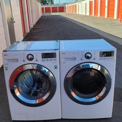 LG Front Load Washer And Stackable Gas Dryer Set 