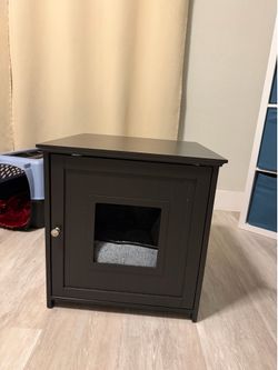 D ecorative Side Table with Hidden Cat/Dog House – Black – 20.5” Tall